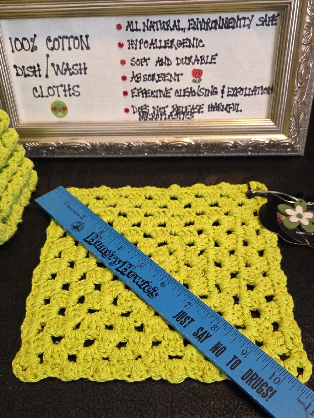 Handmade 100% Cotton Lime Green Dish/Wash Cloths - Set of 4